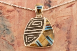 Calvin Begay New Design Sterling Silver Man in the Maze Pendant